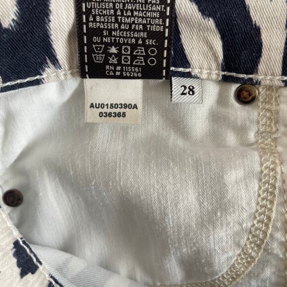 7 For All Mankind The Skinny Jean In Ikat Leopard Print Mid Rise - Size 28 - Picture 7 of 7